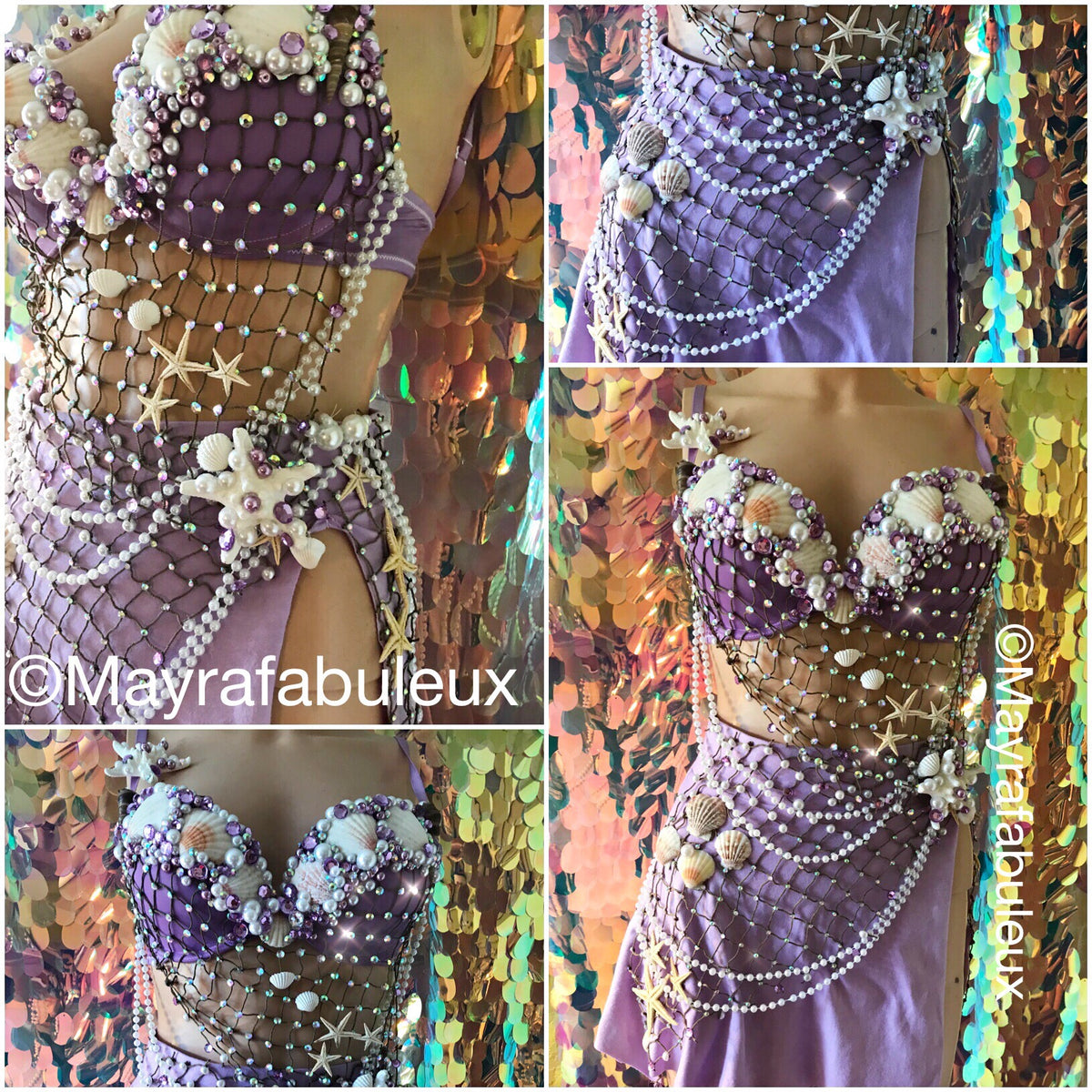 Purple Mermaid Rave Bra and Skirt - mayrafabuleux