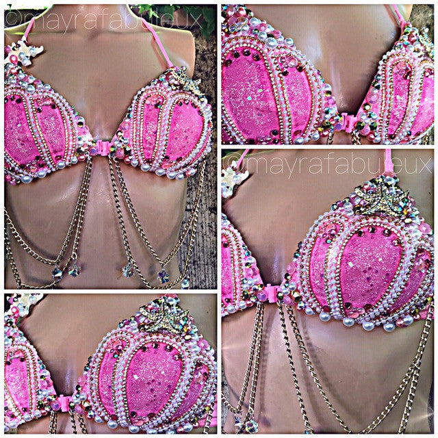 Pink Mermaid Rave Bra and Matching Bottoms – mayrafabuleux