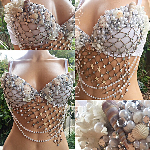 White and Silver Mermaid Rave Bra and Bottoms - Complete Outfit –  mayrafabuleux