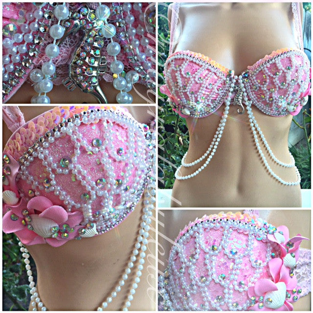 Mermaid Bra Top Handmade - Pink