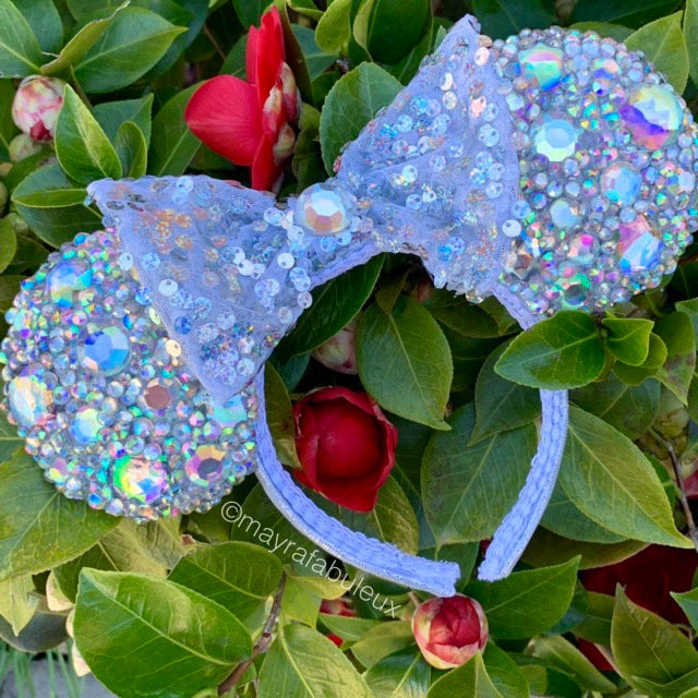 Iridescent LV Minnie Ears with crystal trim.