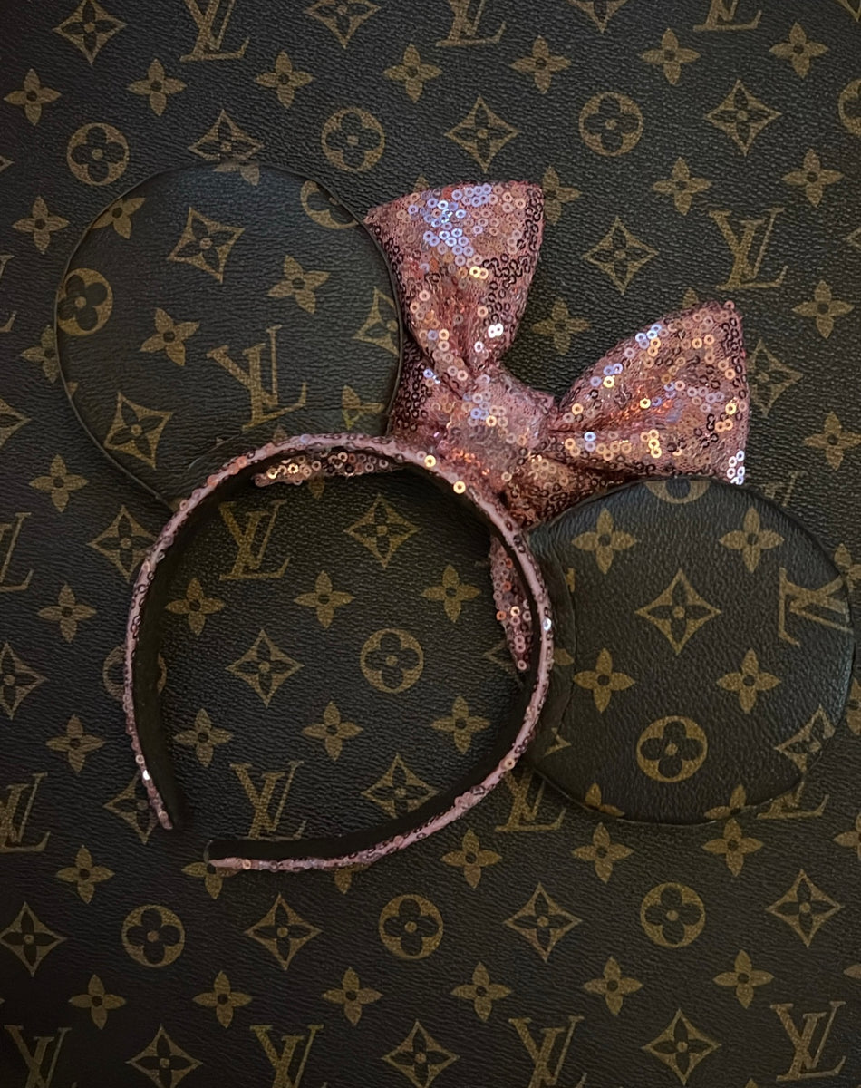 Ombré Hot Pink Louis V Minnie Ears, Designer Minnie Ears