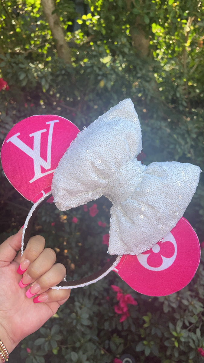Ombré Hot Pink Louis V Minnie Ears, Designer Minnie Ears – mayrafabuleux