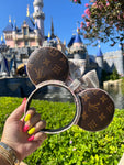 Leather Minnie Ears with Brocade Bow