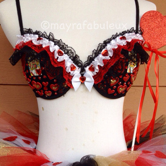 Queen of Hearts Rave Bra/ Rave Bra Outfit 