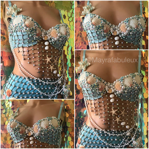 Gold Mermaid Rave Bra and Skirt - Complete Rave Outfit – mayrafabuleux