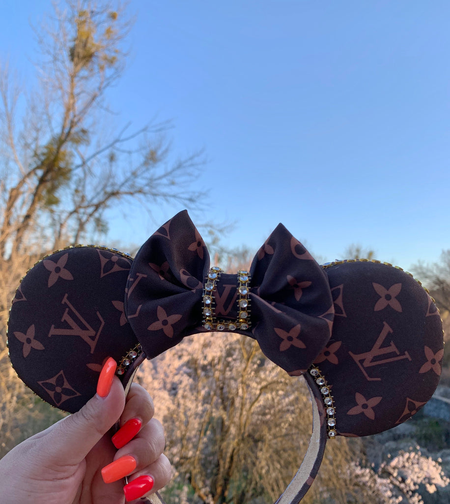 Brown Monogram Minnie Ears, Crystal Minnie Ears, Disney Mickey Ears