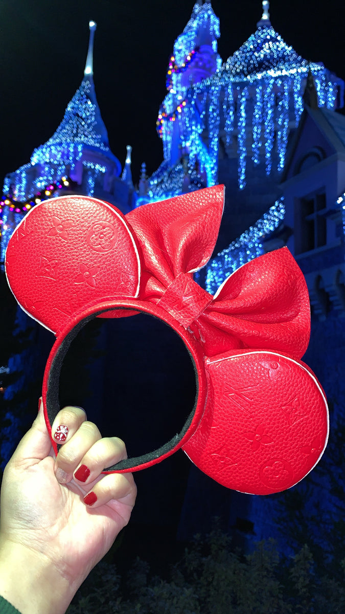 Red Bow Louis V Leather Minnie Ears, Designer Minnie Ears – mayrafabuleux